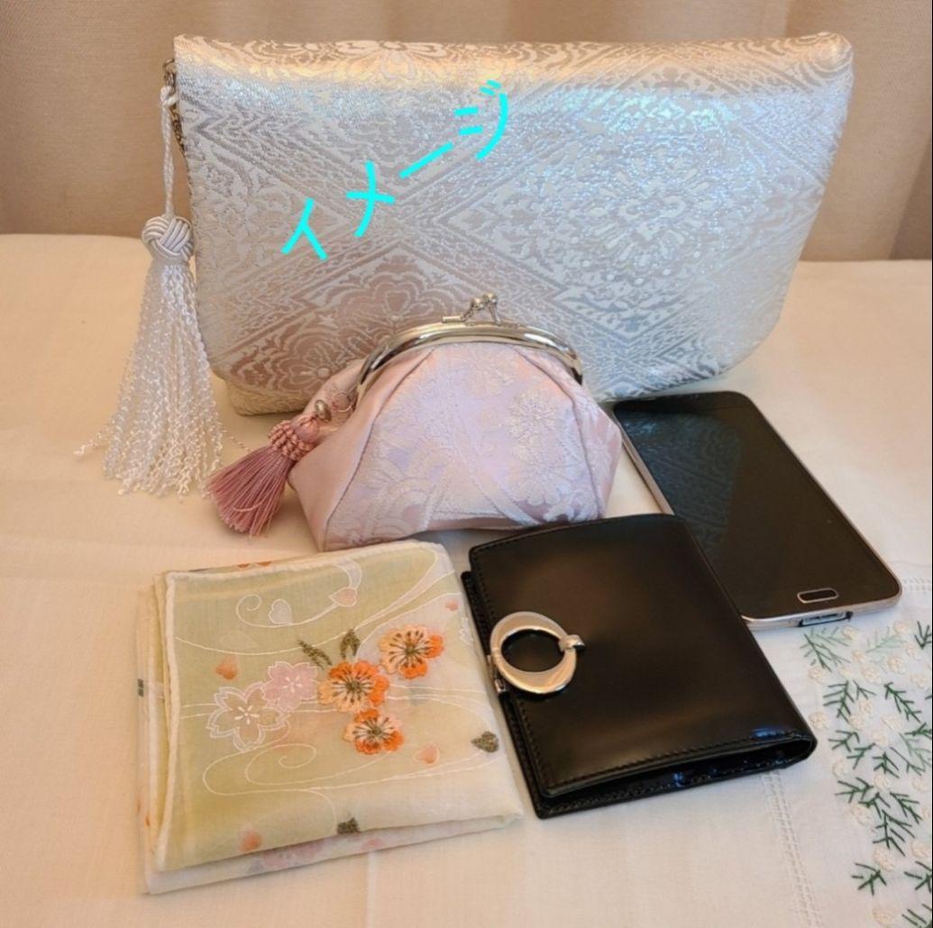 桜模様シルク着物帯の2ways クラッチバック