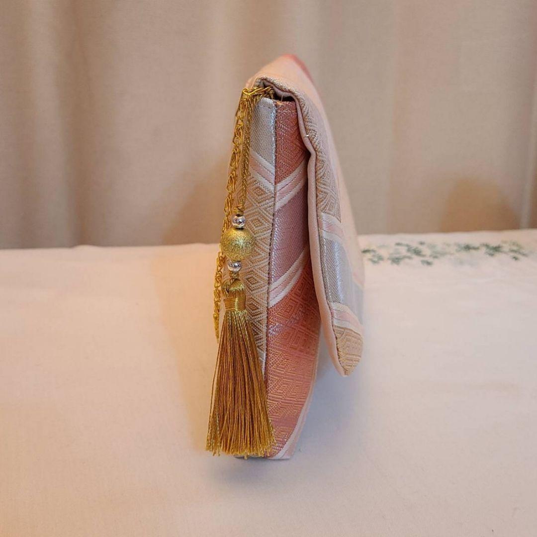 桜模様シルク着物帯の2ways クラッチバック