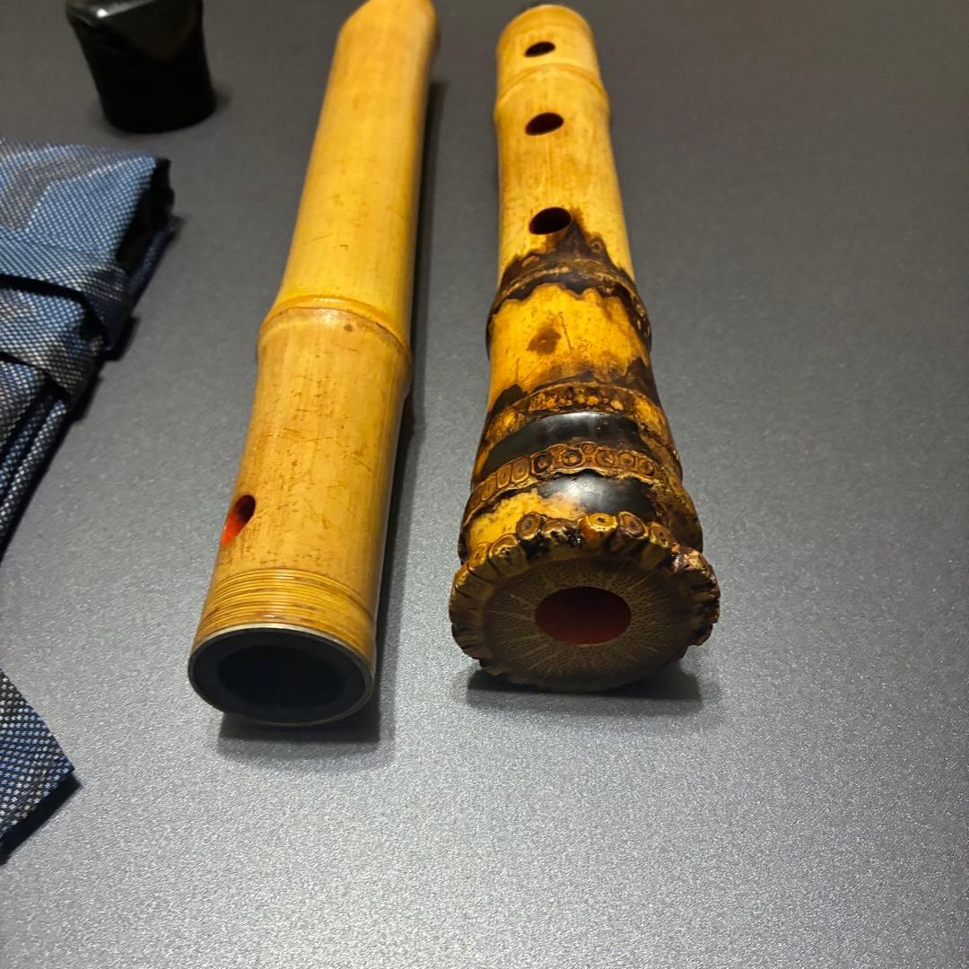 筦山作 都山流1尺７寸尺八２印