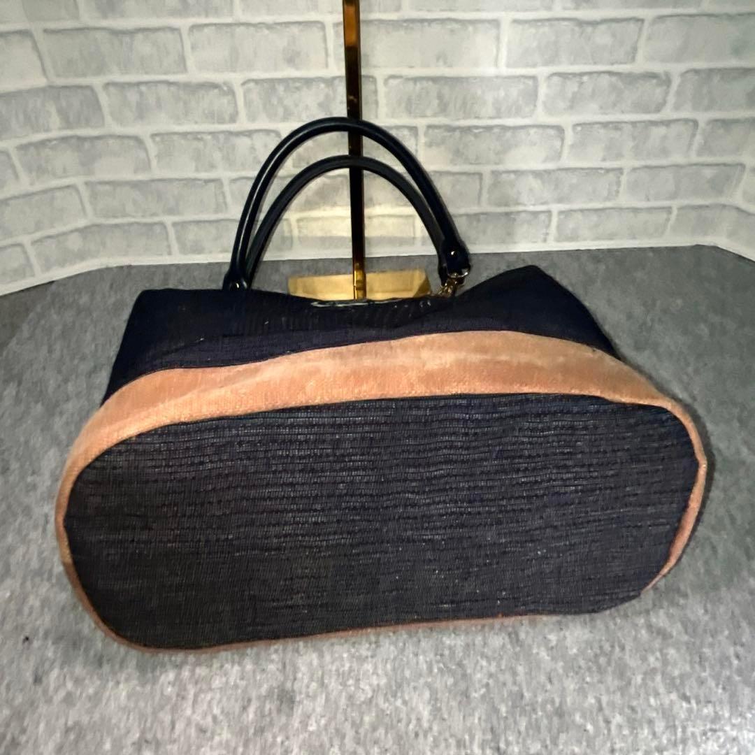 一点物】酒袋×古布藍染トート59 家紋 刺し子 パッチワーク A4OK肩掛け