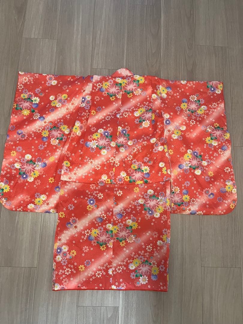 七五三　三歳用　正絹被布・着物・長襦袢・小物セット