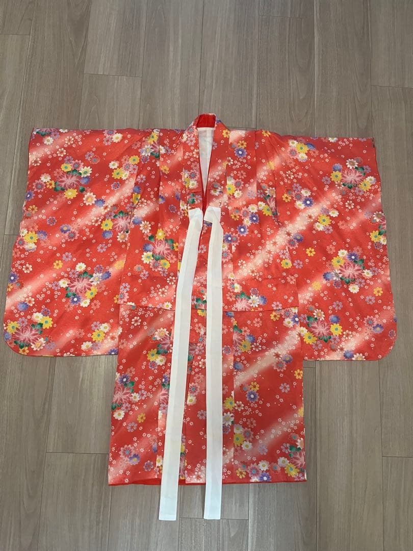 七五三　三歳用　正絹被布・着物・長襦袢・小物セット