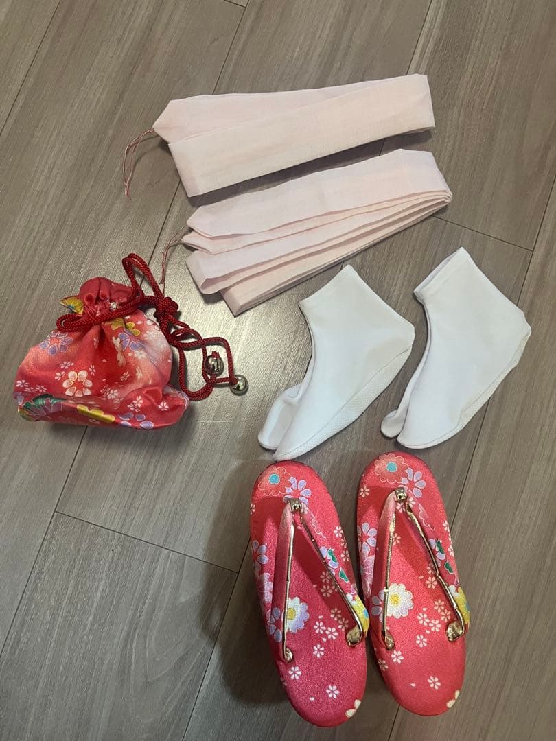 七五三　三歳用　正絹被布・着物・長襦袢・小物セット