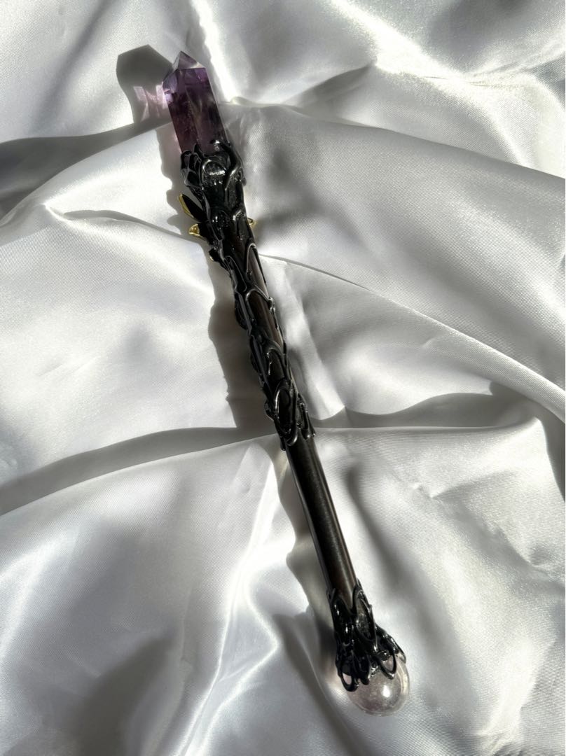 【よるくま】 天然石 アメジスト ワンド 杖 ハリーポッター