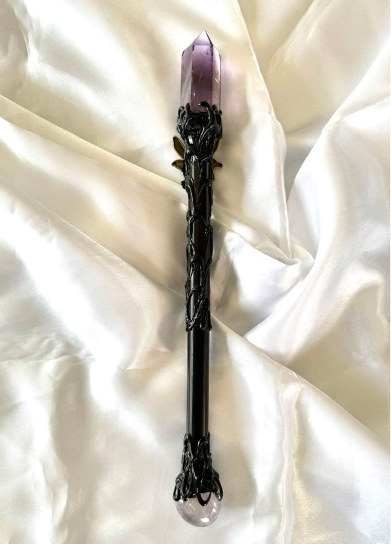 【よるくま】 天然石 アメジスト ワンド 杖 ハリーポッター