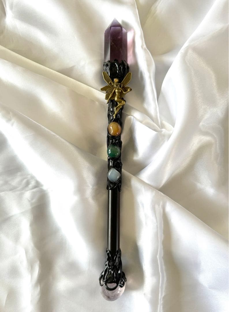 【よるくま】 天然石 アメジスト ワンド 杖 ハリーポッター