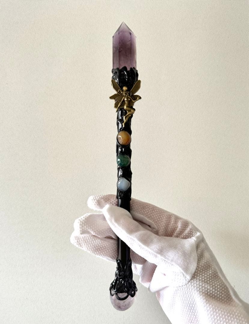 【よるくま】 天然石 アメジスト ワンド 杖 ハリーポッター