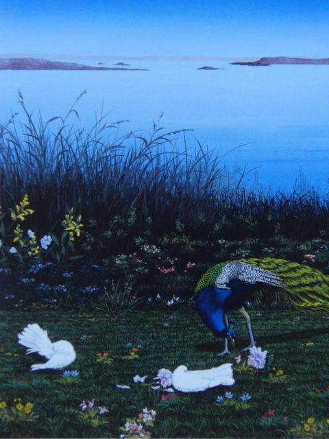 北久美子、【微風：R】、希少な画集画、新品高級額・額装付