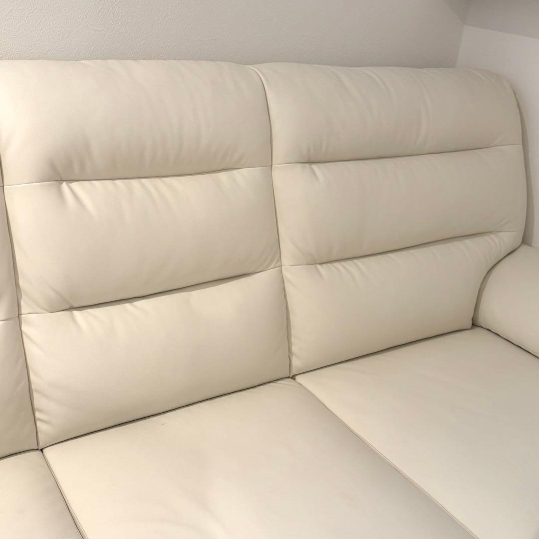 3人がけソファー　合成皮革　ホワイト「YS120012」