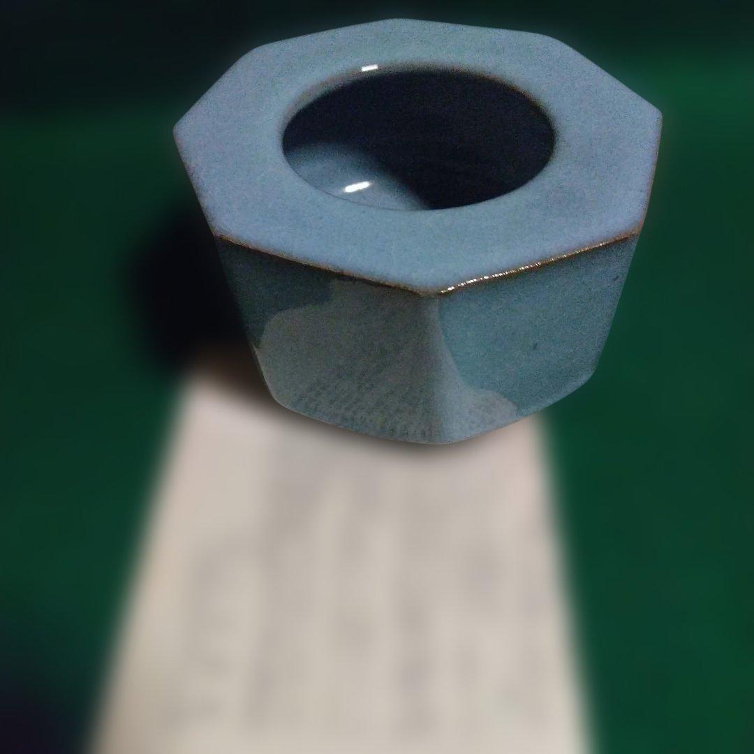 青い八角形陶器容器 木箱付き 木村盛伸 釣青釉面取 器 - メルカリ