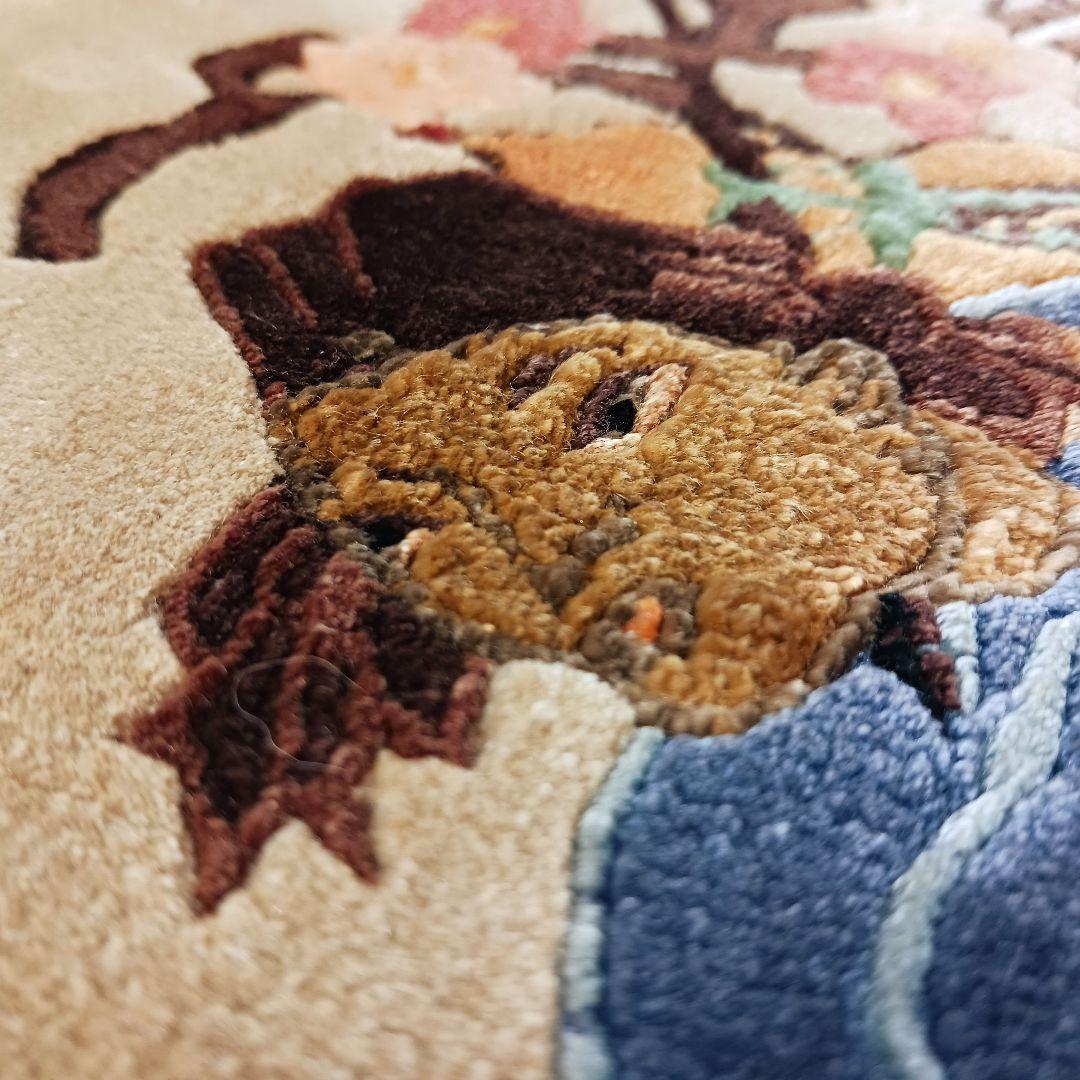 Y747 中国緞通 手織 ハンドカット ウール 123×63.5cm 人物画　下