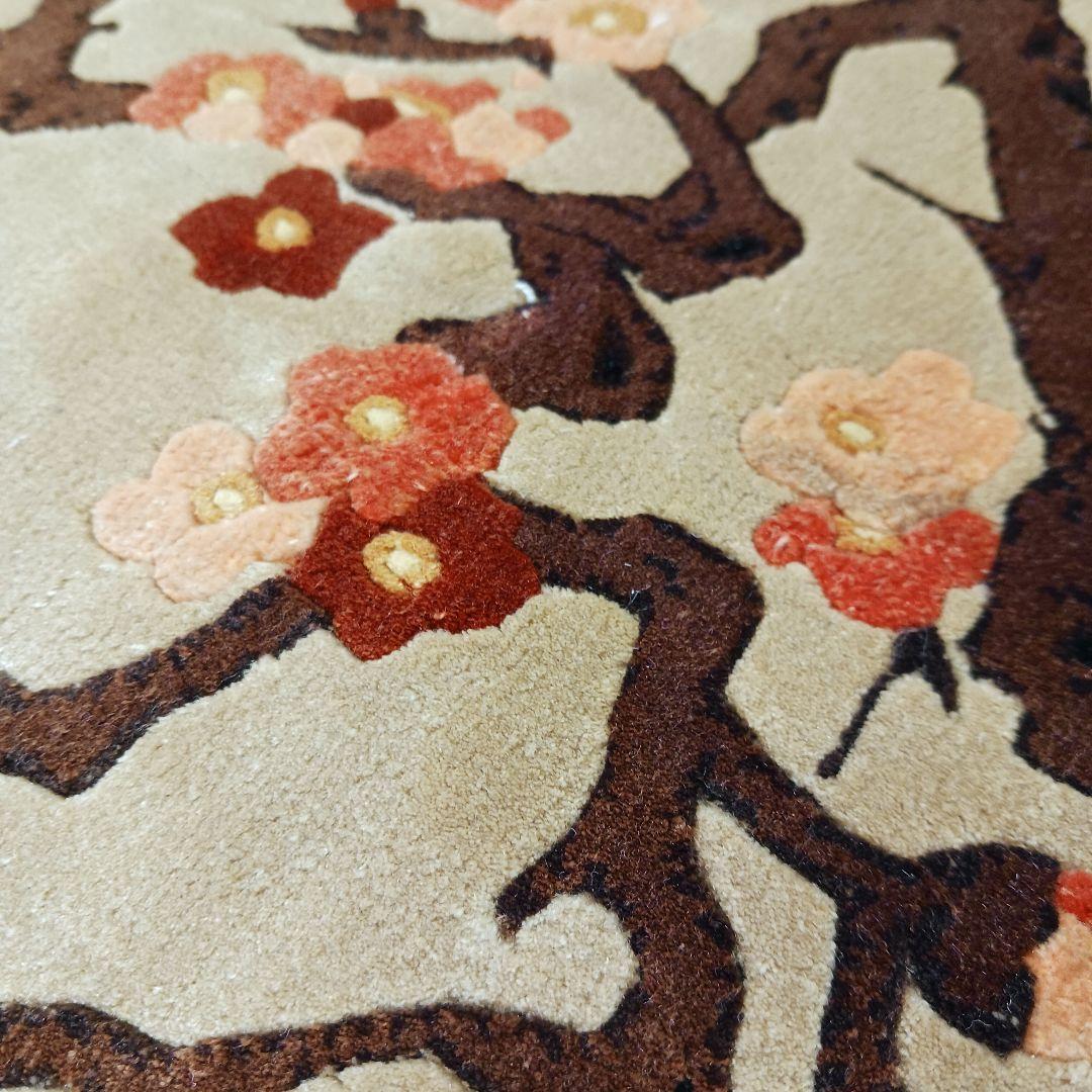 Y747 中国緞通 手織 ハンドカット ウール 123×63.5cm 人物画　下