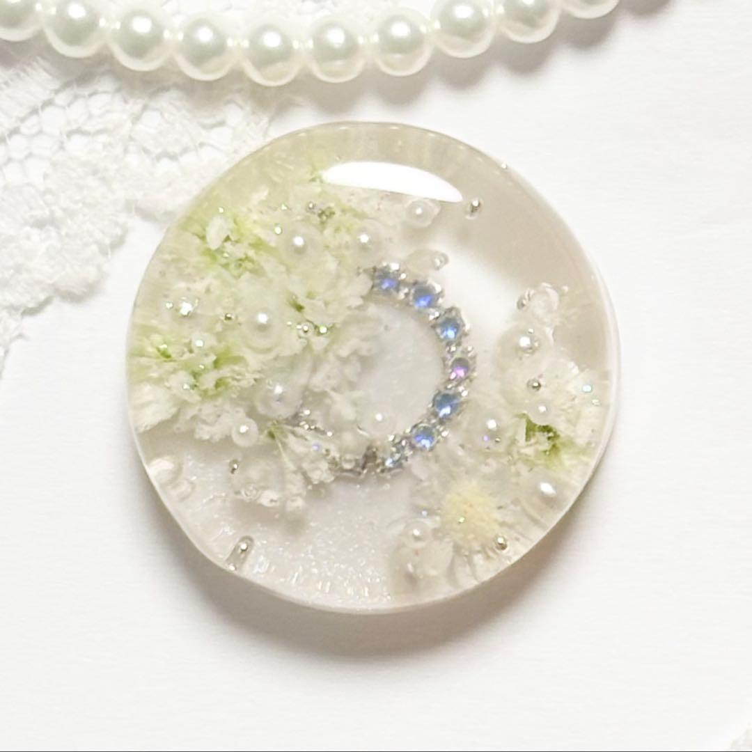 653可憐な♡レジンヘアゴム ホワイトブーケ オーロラビジューリング