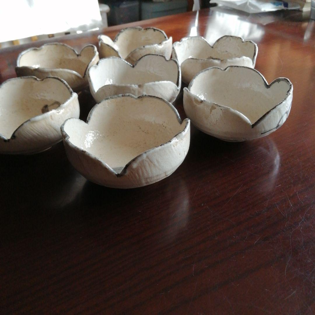 瀬戸焼　志野割山椒向付　7客　11.5cm　大正～昭和初期