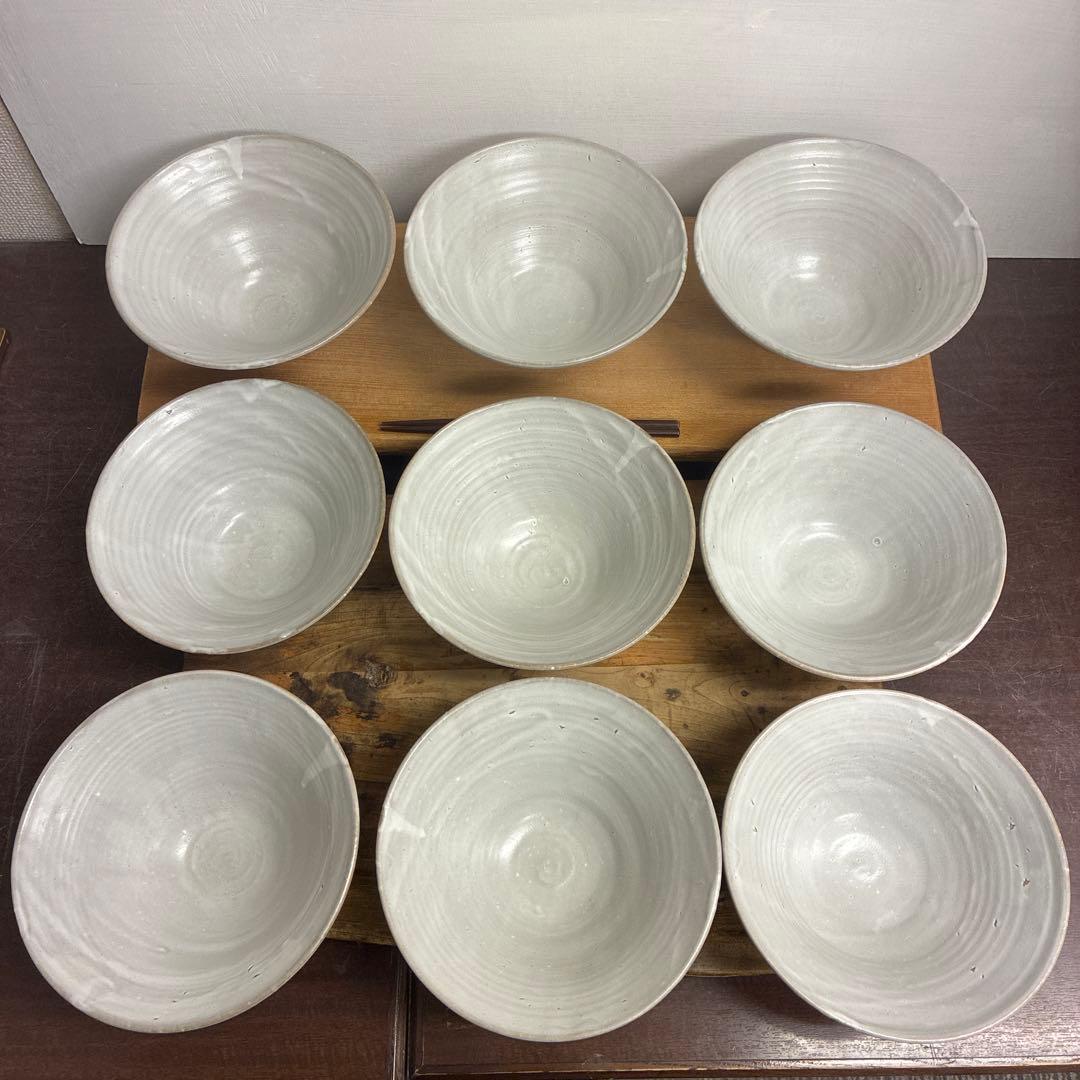 ちゃーさん新品　陶器　陶芸作家　角底丼鉢9個 583