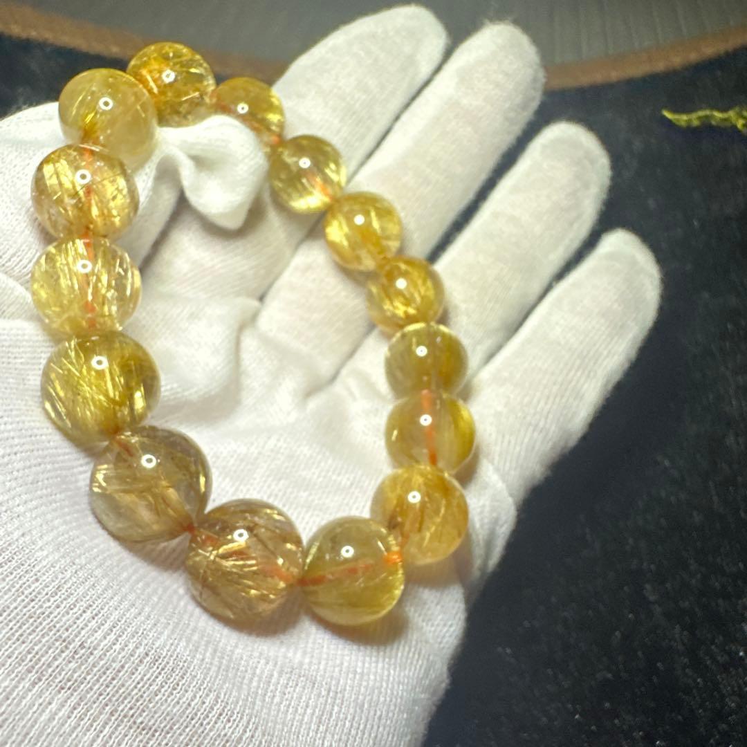 高品質大玉タイチンルチル　キャッツアイ　ルチルクォーツ　14.5㎜