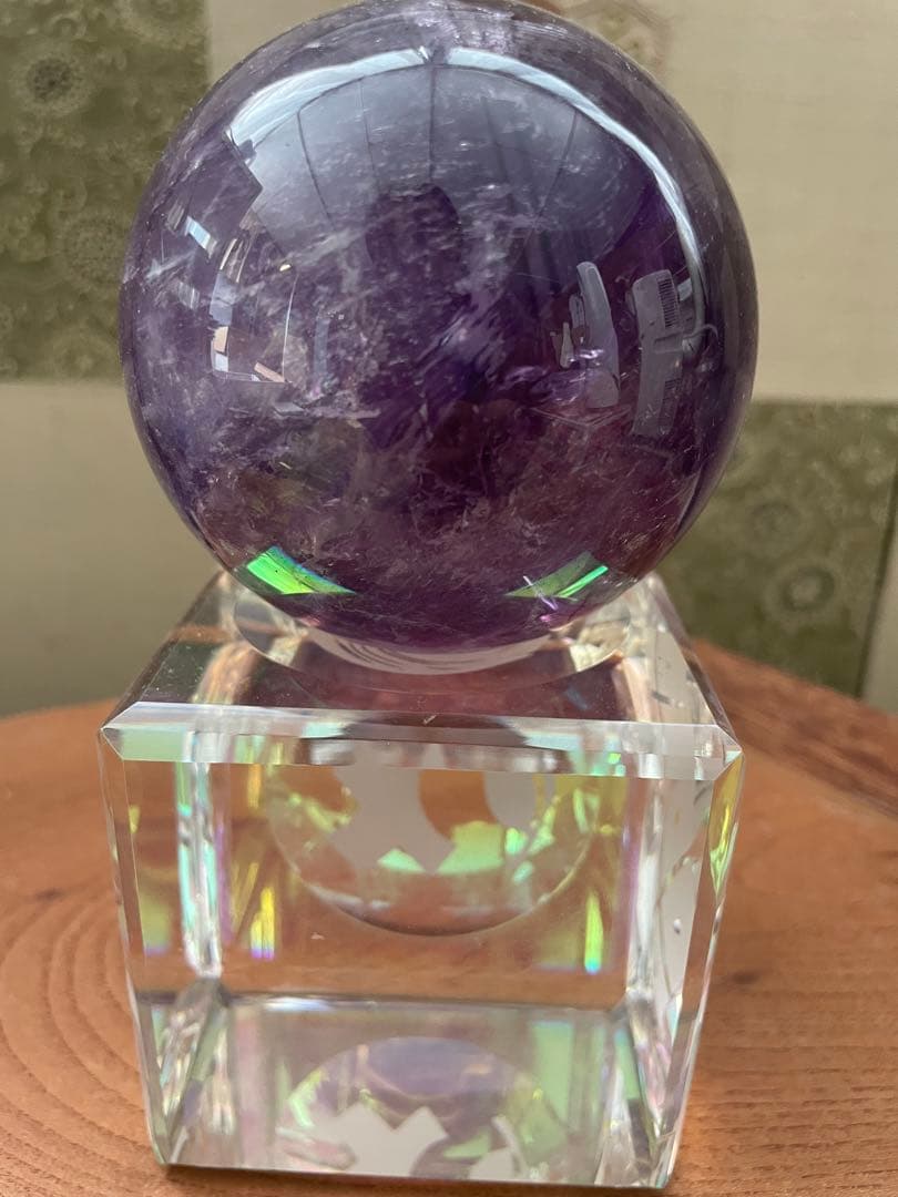 逸品大宝珠☆レインボー アメジスト アメシスト 紫水晶 丸玉 スフィア 天然石