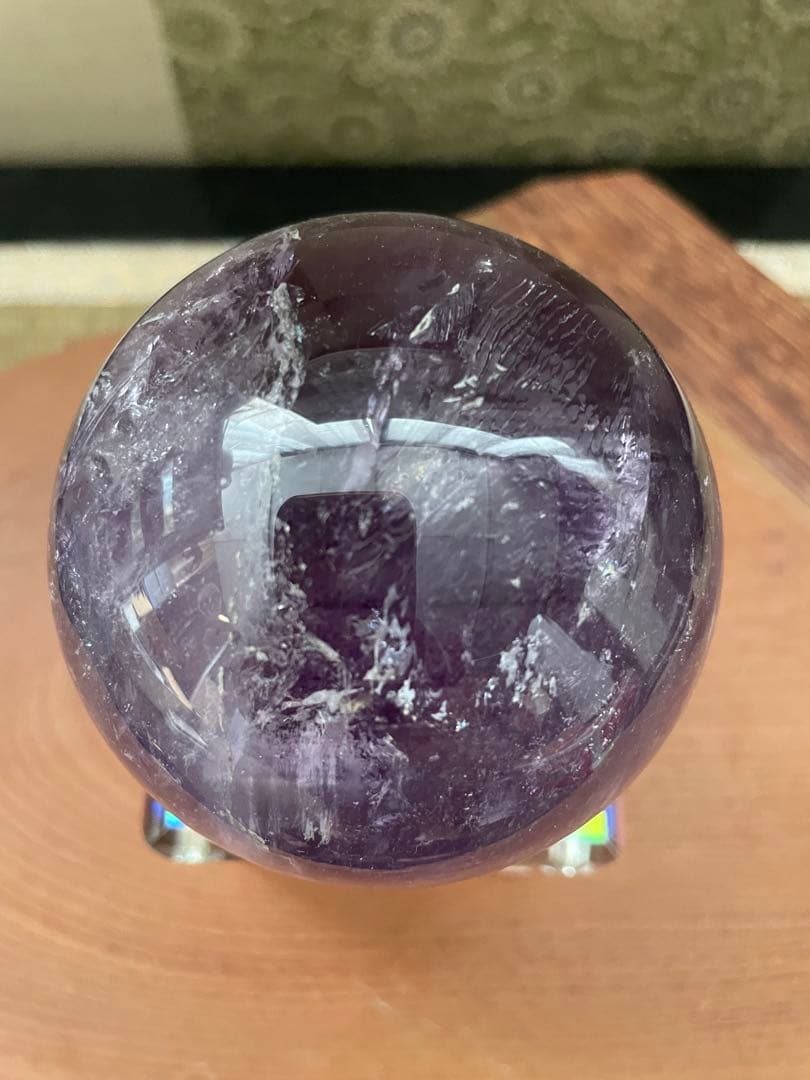 逸品大宝珠☆レインボー アメジスト アメシスト 紫水晶 丸玉 スフィア 天然石
