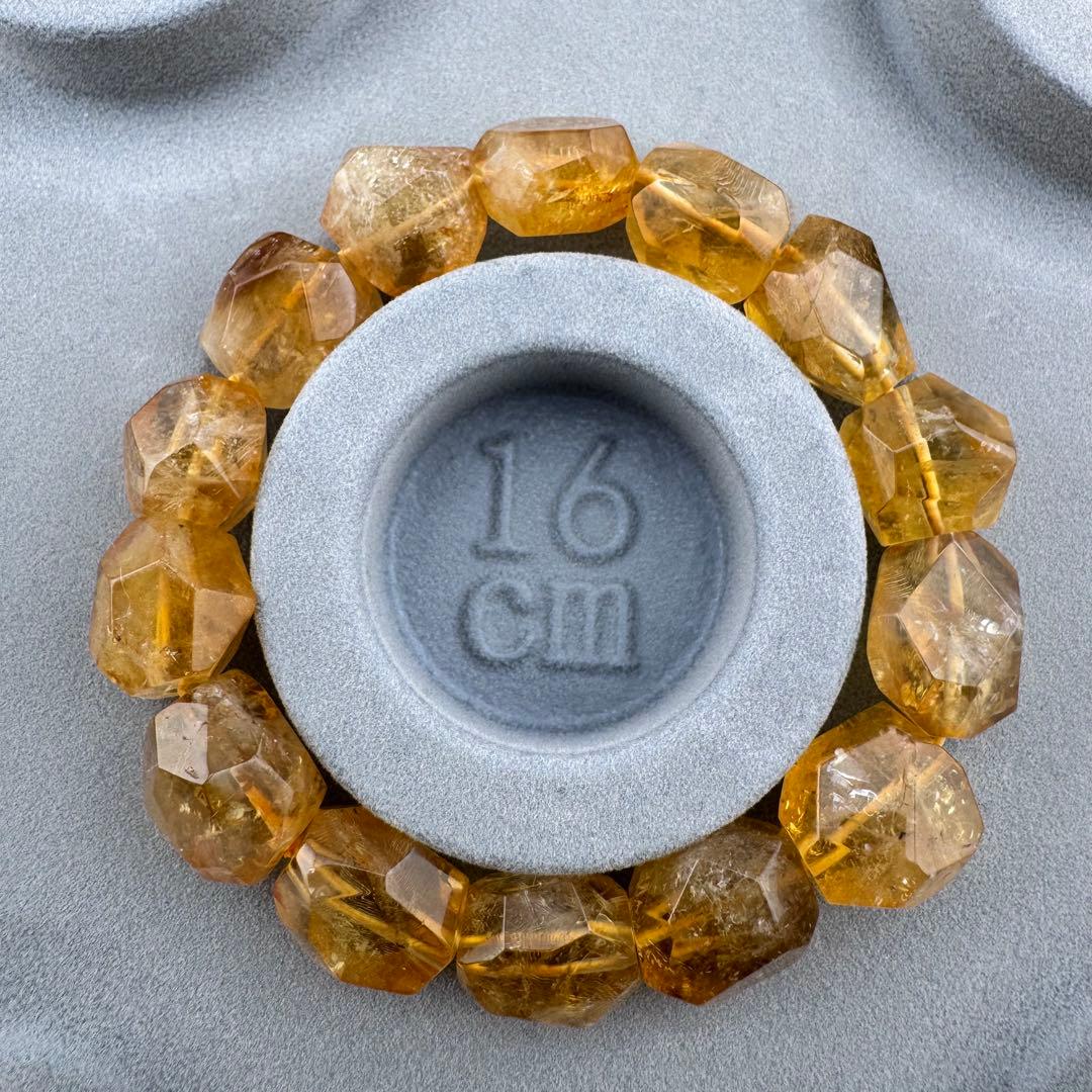 B-21天然シトリン 多面カット ブレスレット ゴールドイエロー 天然石