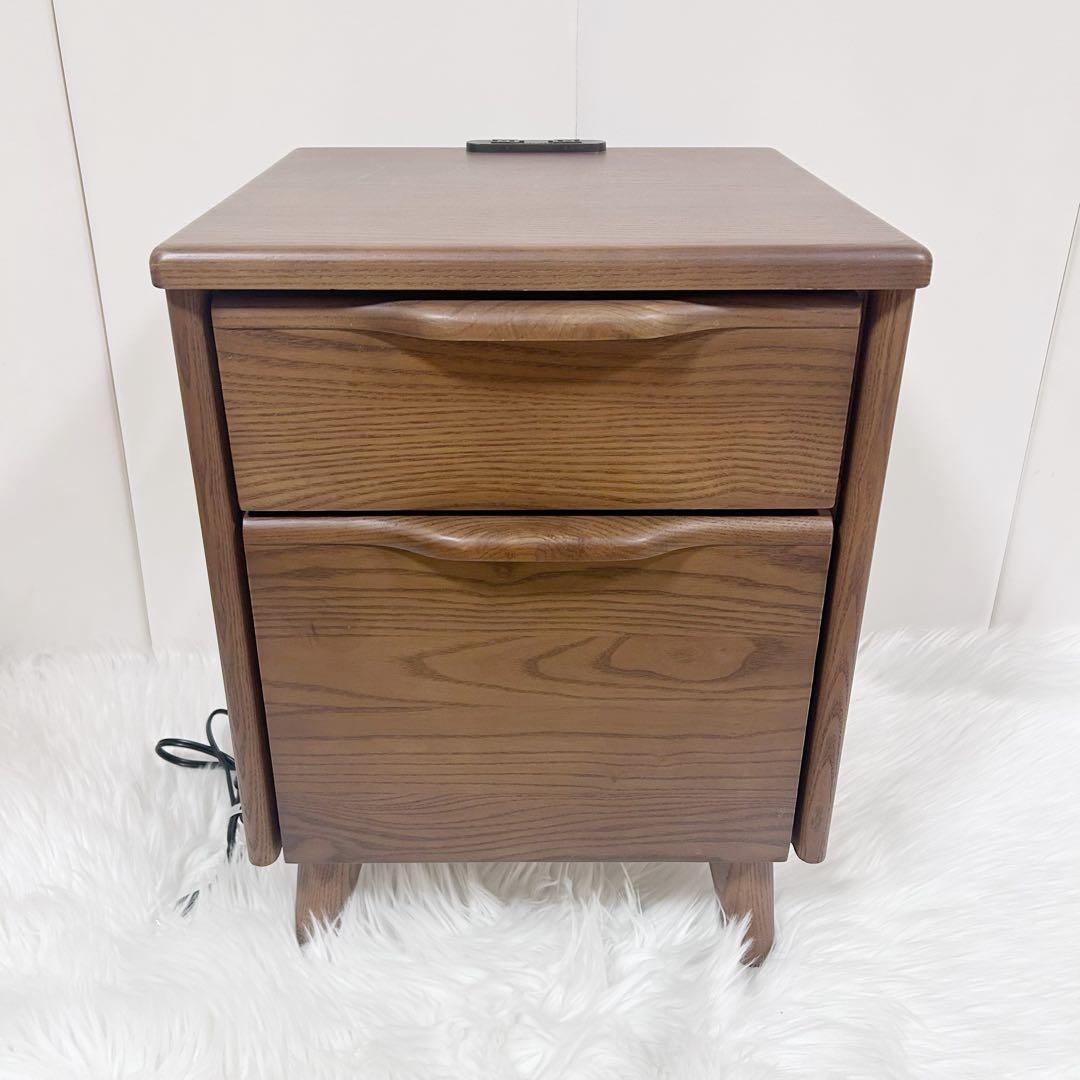 【廃盤希少】ニトリ　NITORI ナイトテーブル　アーシュ2段　コンセント2 ①