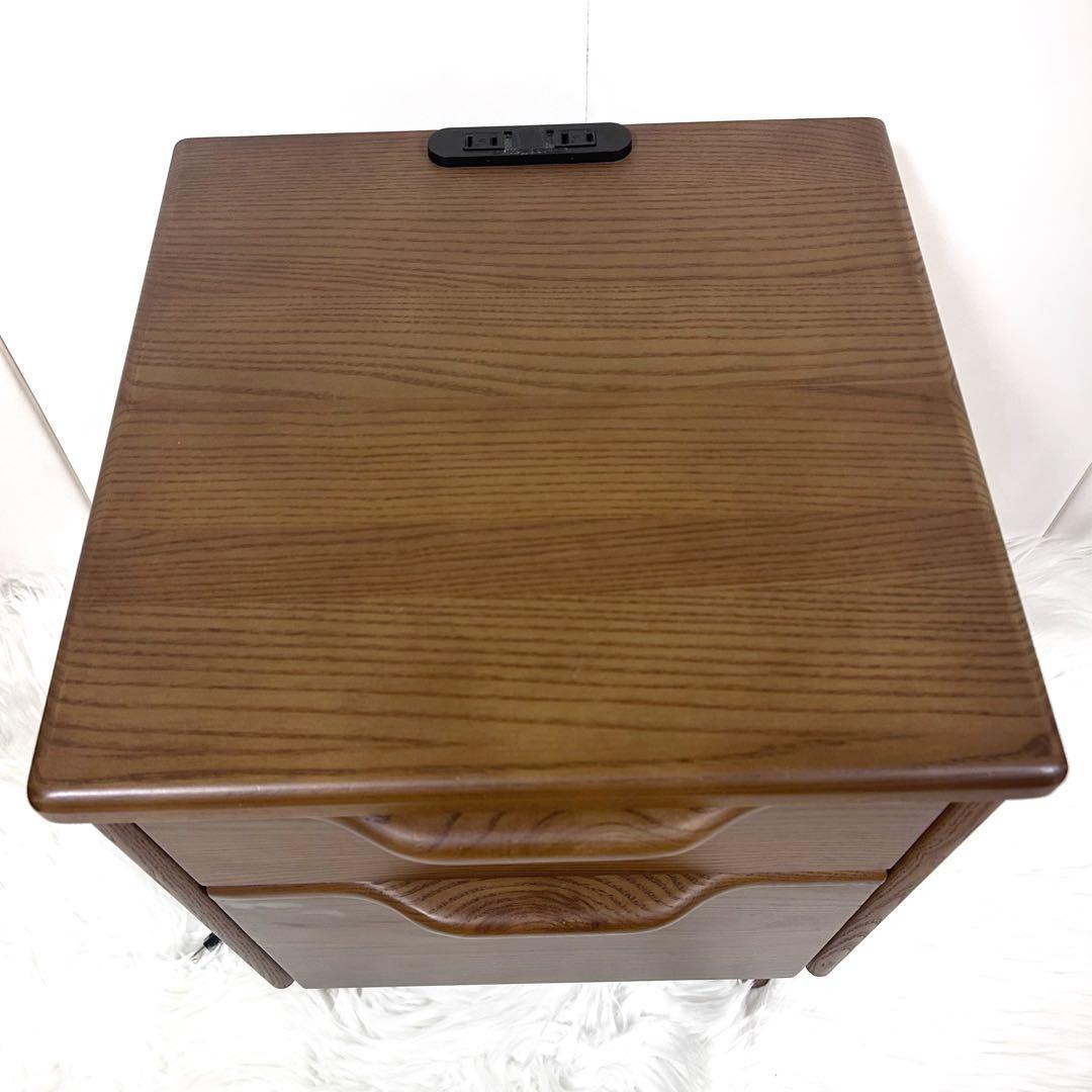 【廃盤希少】ニトリ　NITORI ナイトテーブル　アーシュ2段　コンセント2 ①