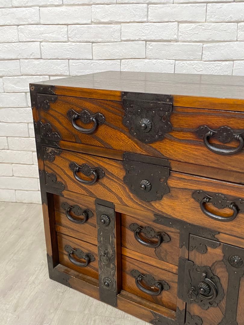 【東京都内23区配送無料】アンティーク　ミニ　箪笥　木製　引き出し　古道具　民芸