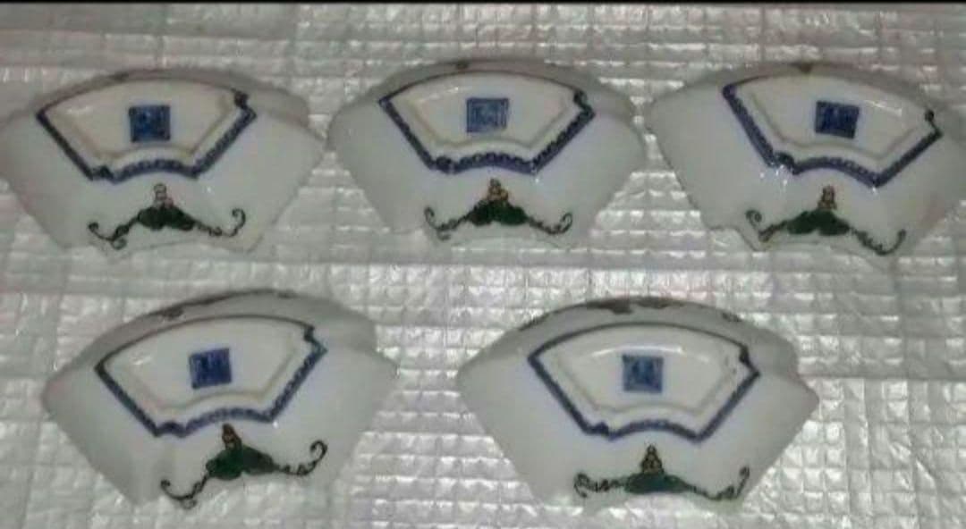 九谷焼 古九谷 二重角福 扇型 九谷焼 大皿 10枚セット