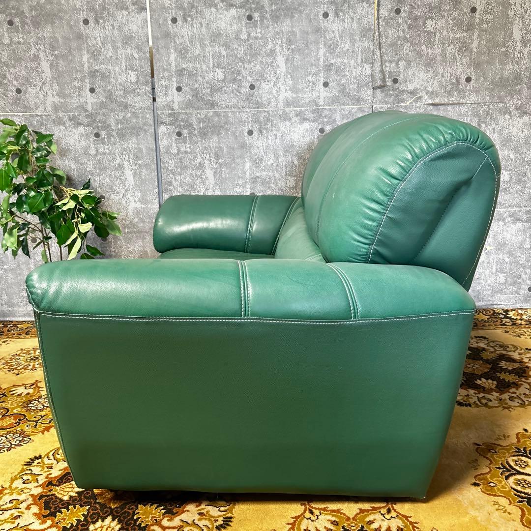 ask様専用꧁革素材꧂2人掛けアームソファ1脚 グリーン レザー 合成皮革