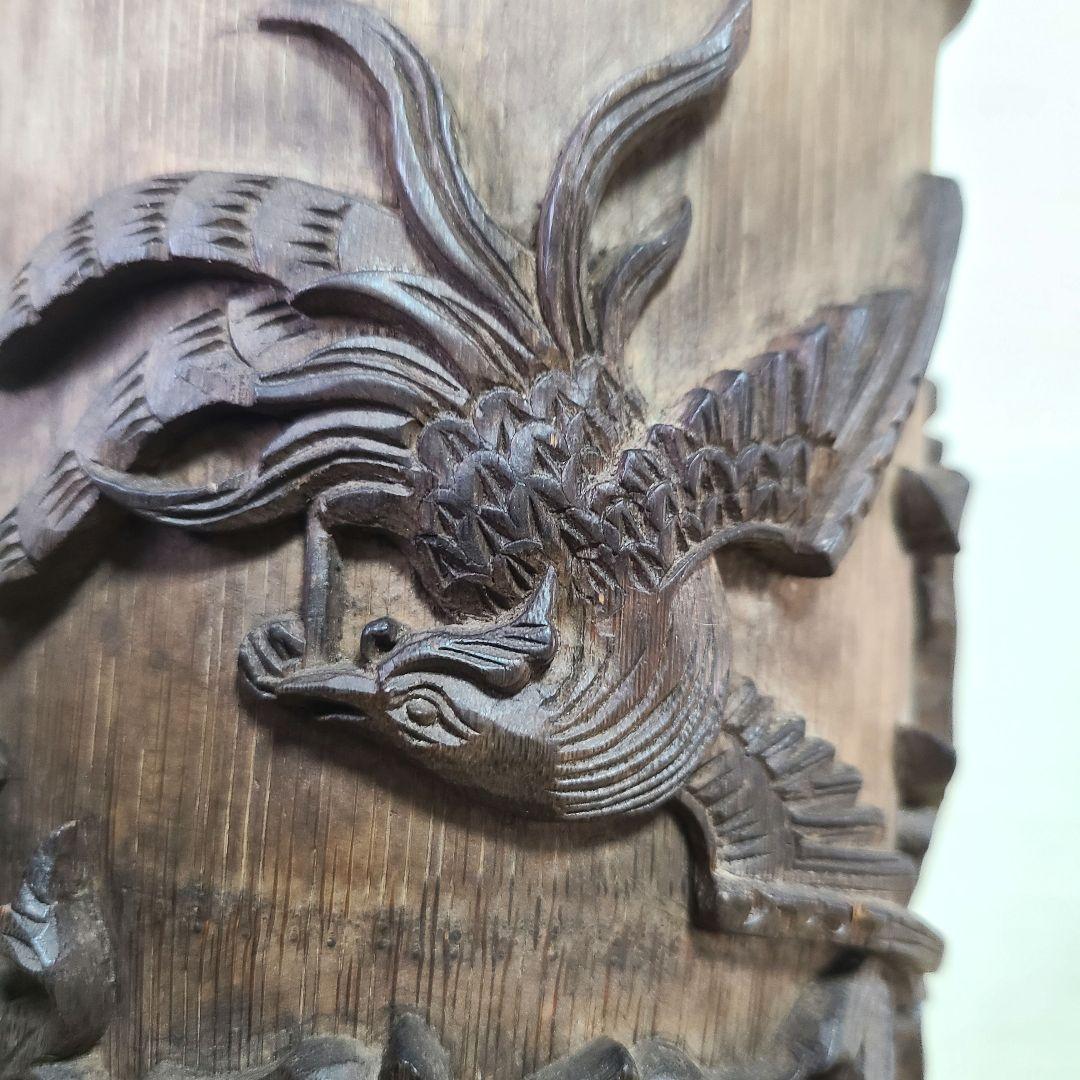 古美術 筆筒 筆立て 文房具 木製 置物 希少 花入れ 花器 中国 - メルカリ