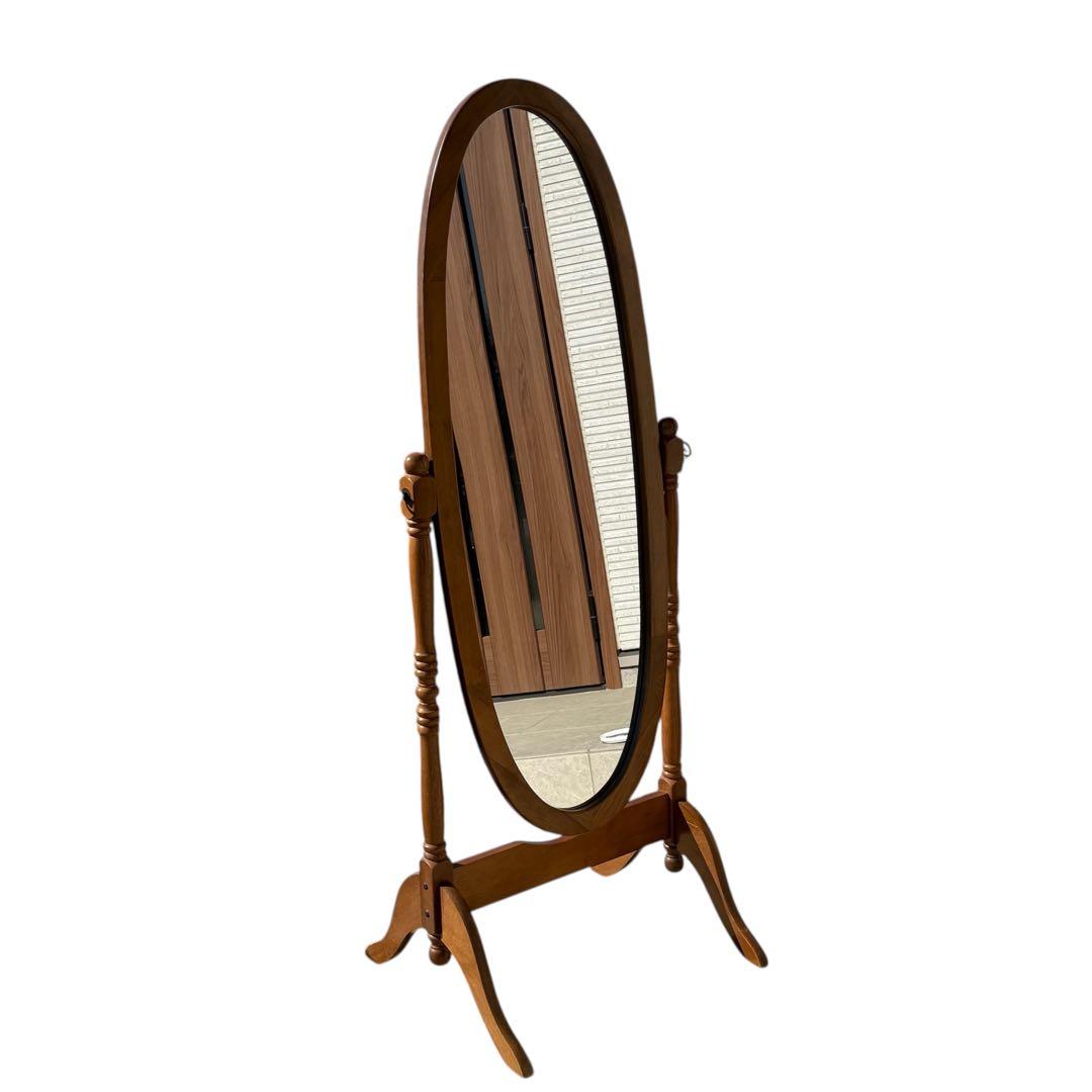 送料込み　お洒落　オーバル型スタンドミラー　インスタ映え　アンティーク