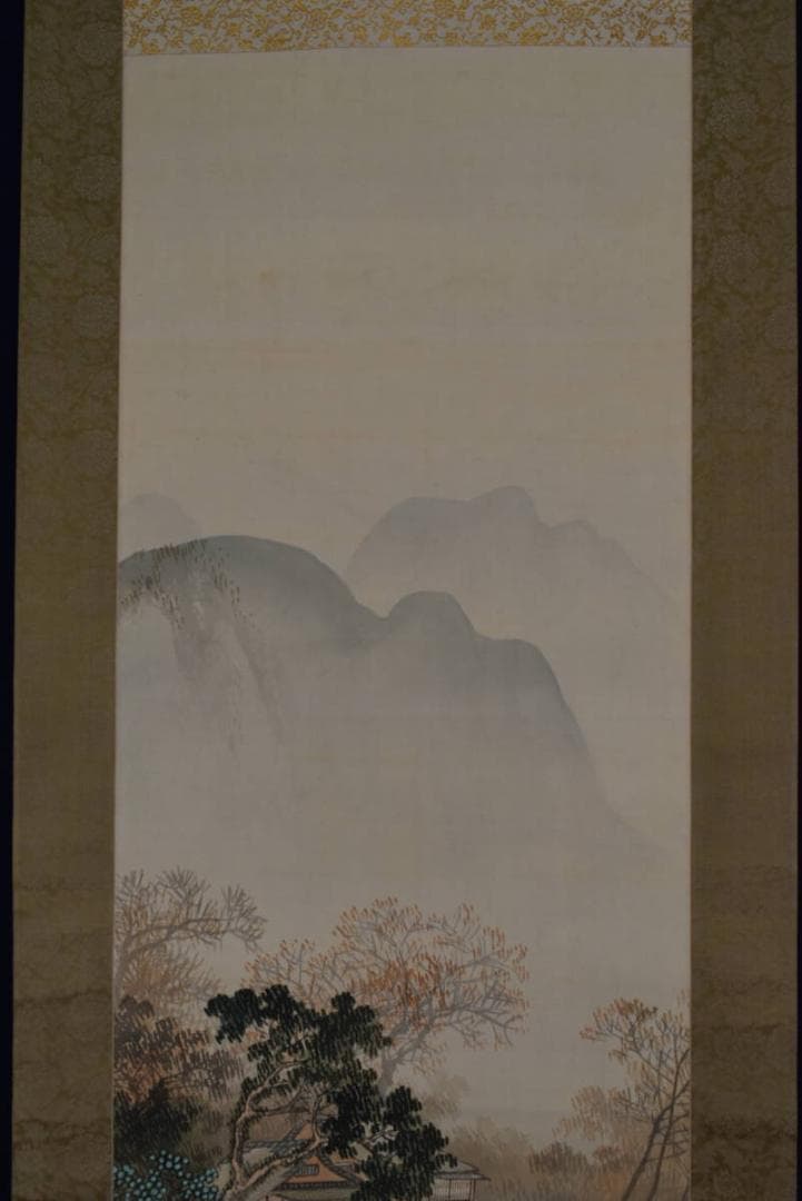 真作】山田敬中/春景山水訪中図/春景訪友図/掛軸☆宝船☆AB-385 - メルカリ