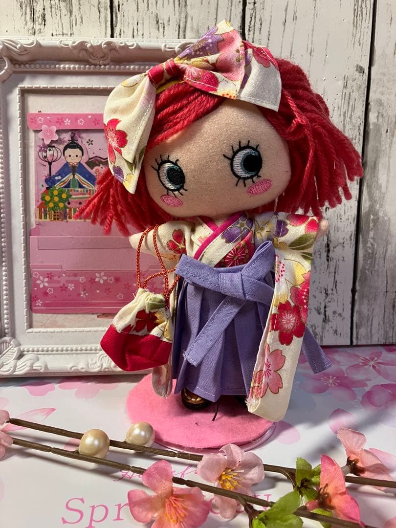 イルメールハッピードールサイズ袴セット　紅色　鏡だ浩美