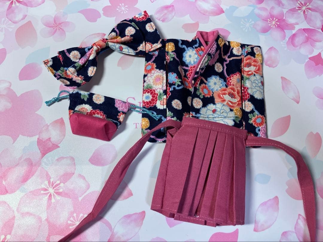 イルメールハッピードールサイズ袴セット　紅色　鏡だ浩美