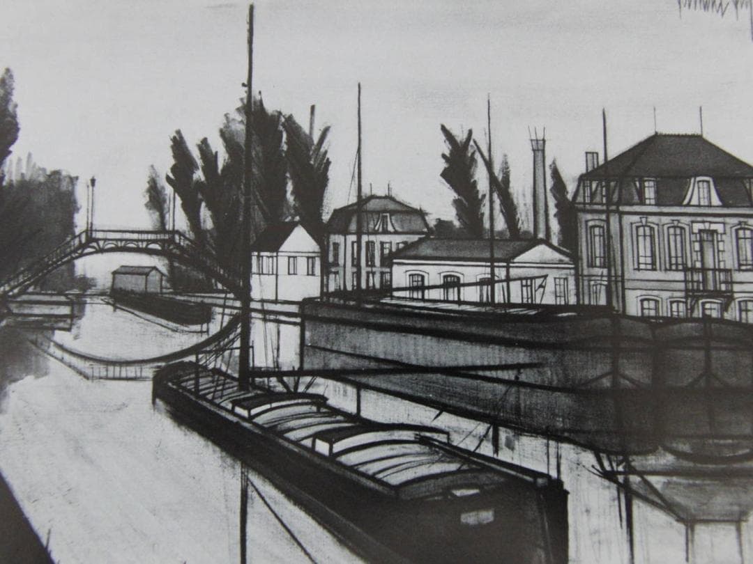 ベルナール・ビュッフェ【Peniche sur un canal】