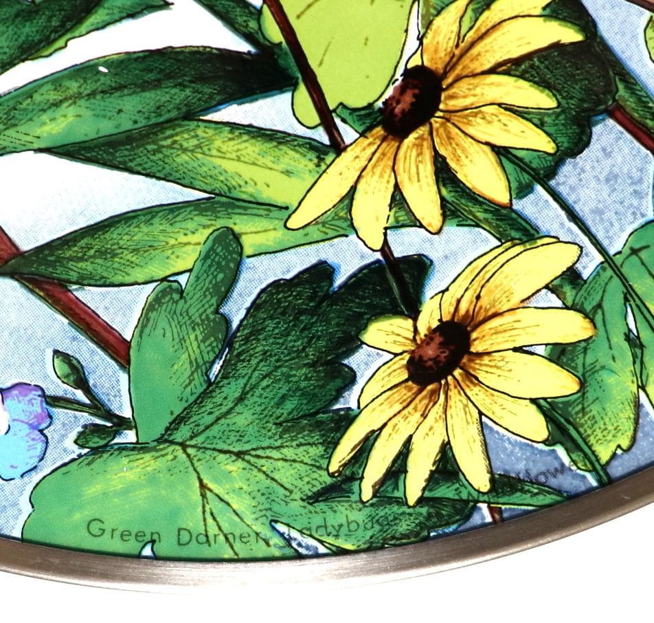 蜻蛉とテントウムシと野生の草花 大型 ヴィンテージ ステンドグラス トロント