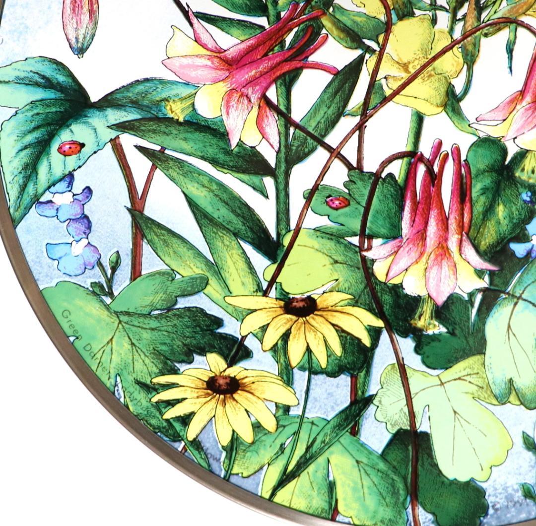 蜻蛉とテントウムシと野生の草花 大型 ヴィンテージ ステンドグラス トロント
