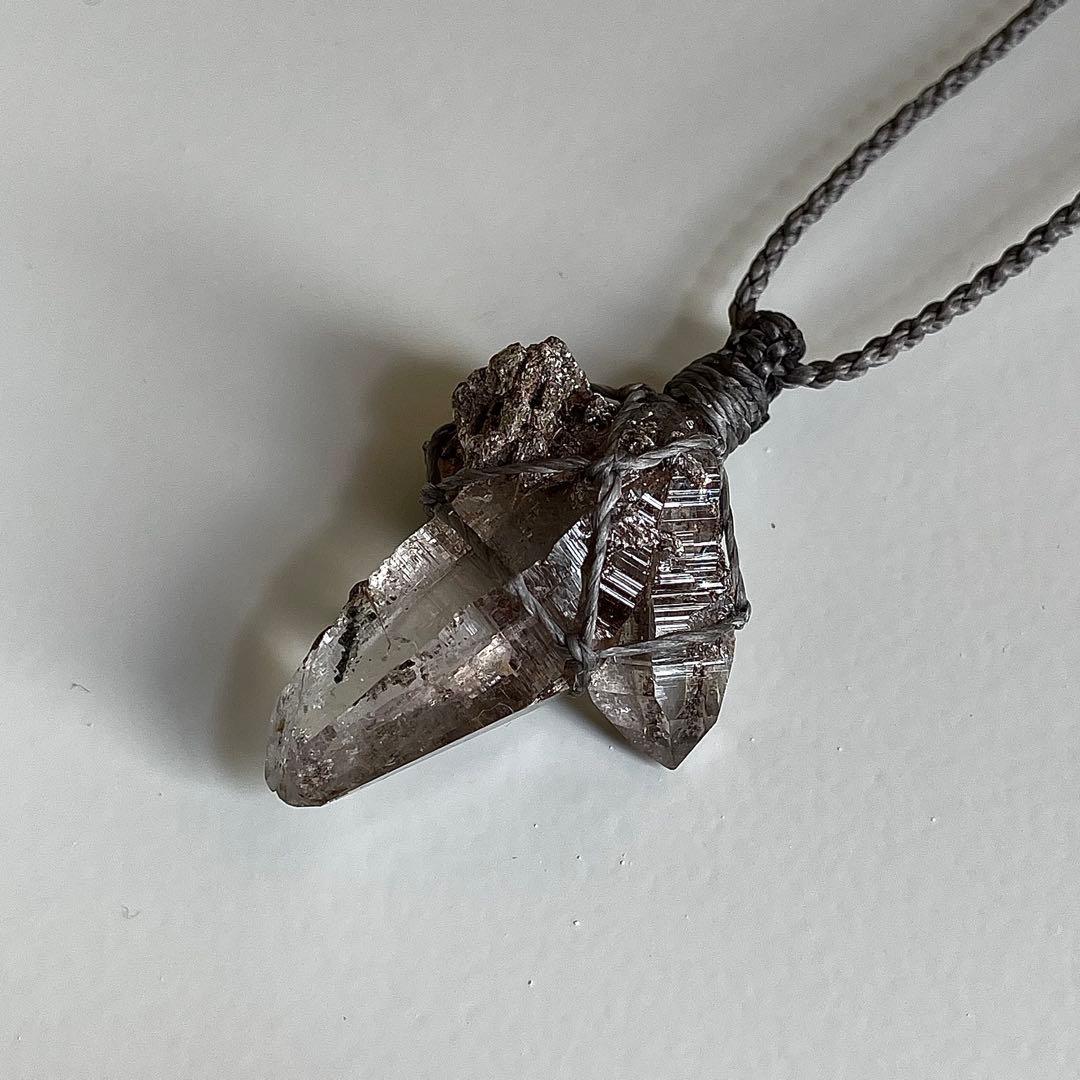 ヒマラヤ水晶 ガネッシュヒマール ＊ マクラメペンダント ネックレス 60