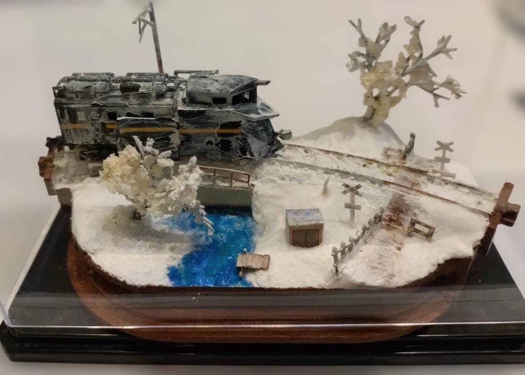 冬の鉄道模型 雪景色 車両、ケース付