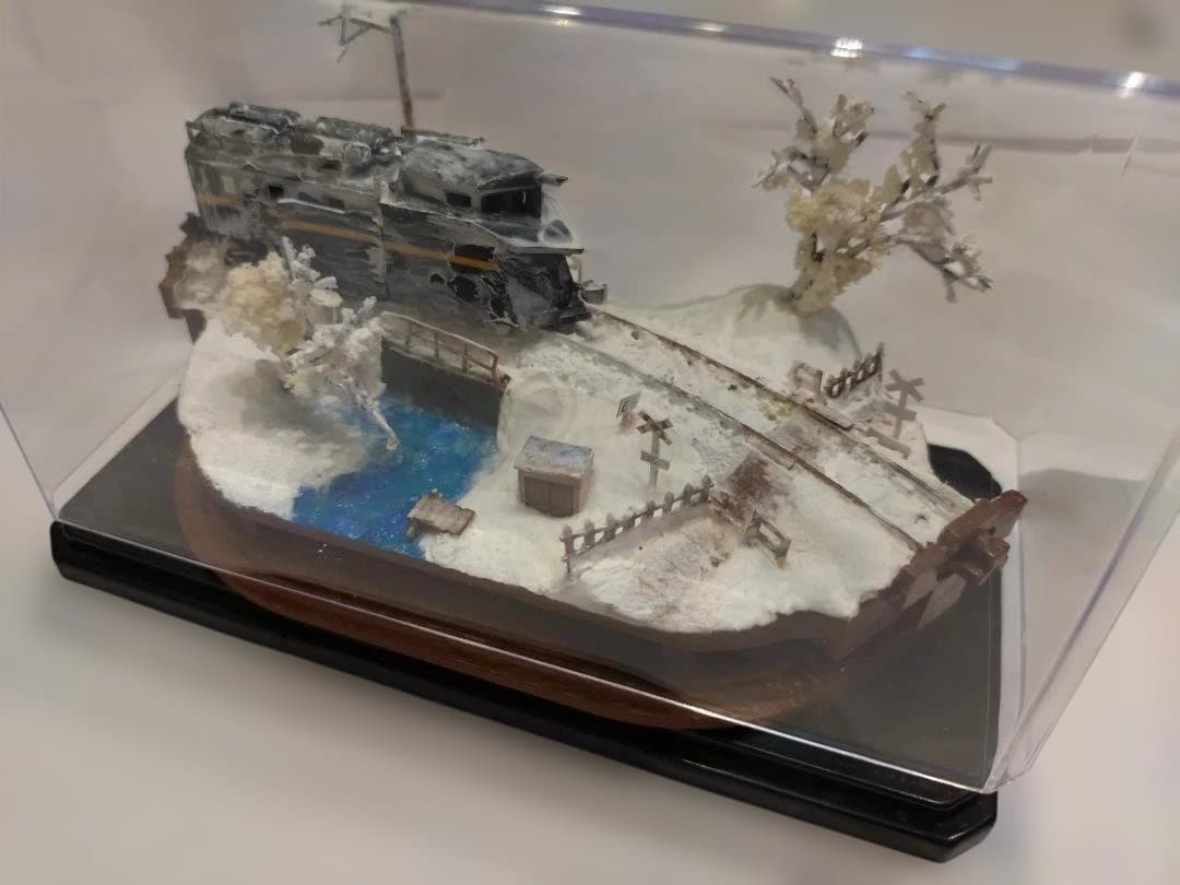 冬の鉄道模型 雪景色 車両、ケース付