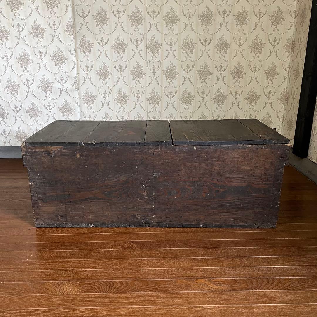 アンティーク】味のある古い木箱 道具箱 工具箱 ベンチ 古木 古道具 古