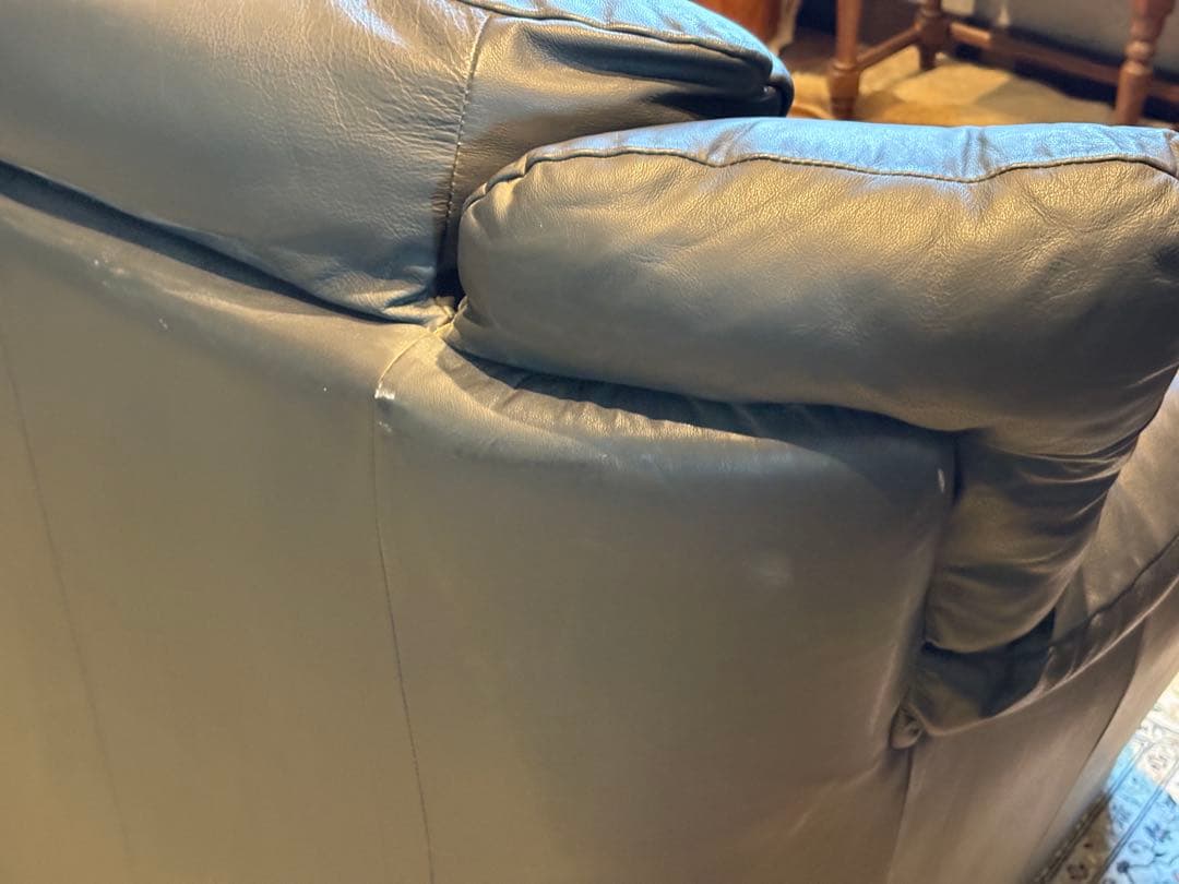 ②カウチソファ　ブラックソファ　2P　モダン　クラシック　シンプル　レザー　IG