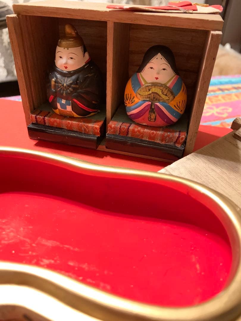 廃盤品 須原陶磁工房 須はら飾り 犬筥 雛人形セット 若義雛 古い雛人形