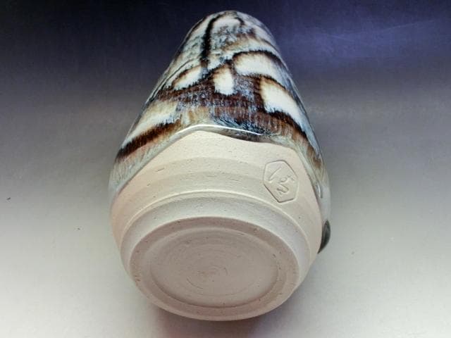 花瓶□釉斑ゆう 清水六兵衛 共箱 花器 花生け 京焼 古美術 時代物 骨董