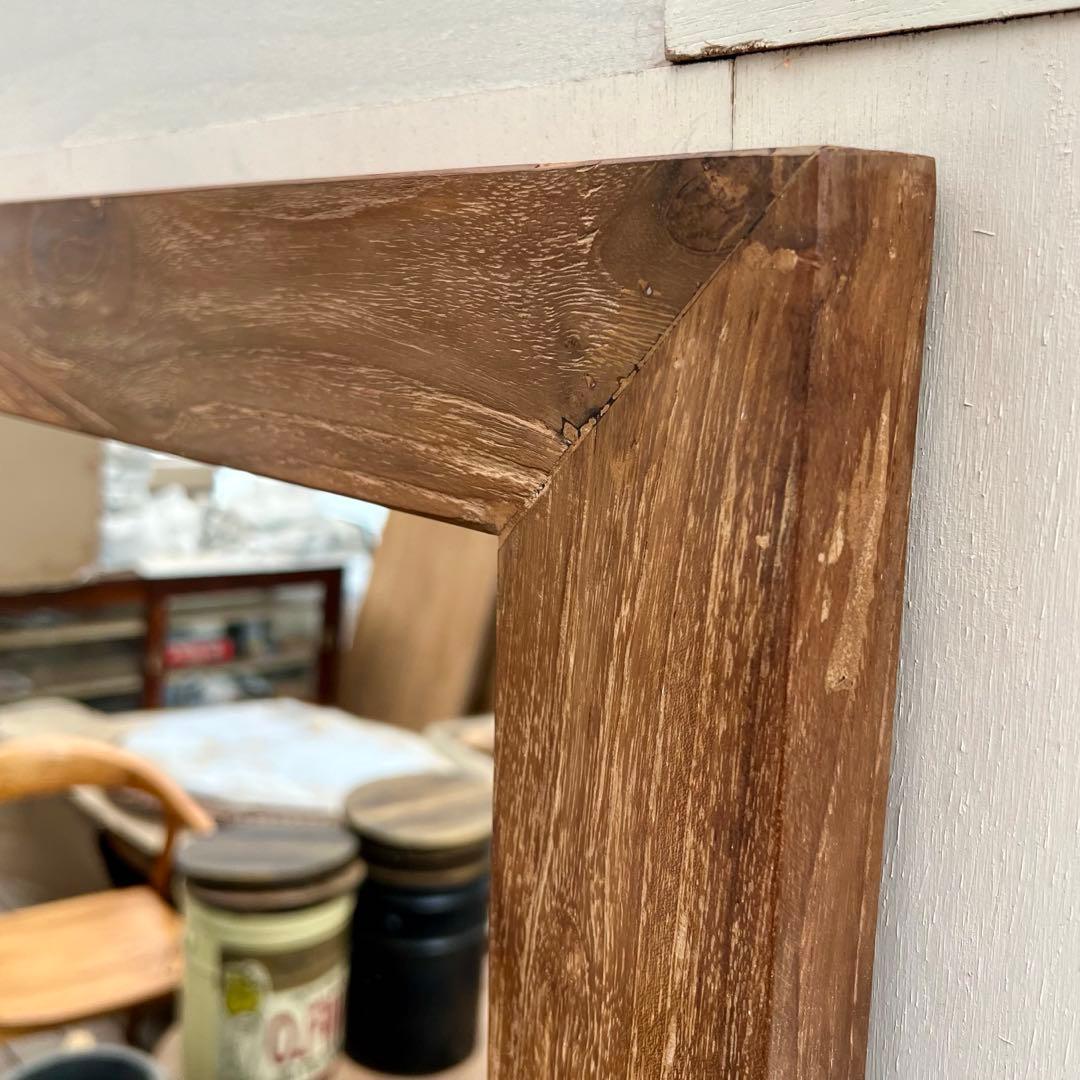 オールドチークの姿見鏡 180cm × 70cm 全身ミラー 大型 木製フレーム