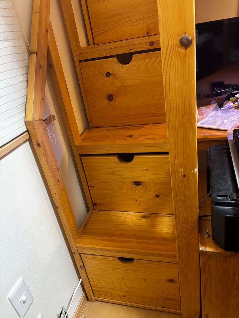 おくさん専用です！ 木製ロフトベッド デスク付き シングルサイズ