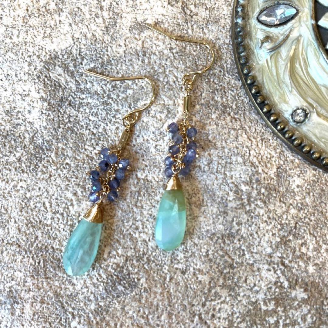 ペルー産ブルーオパール＆タンザナイト＊ピアスorフープイヤリング