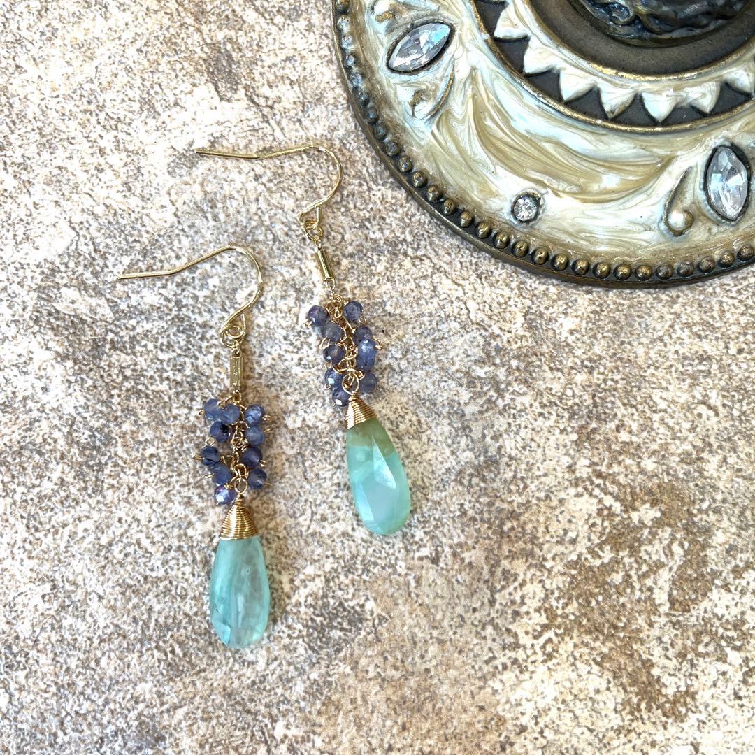 ペルー産ブルーオパール＆タンザナイト＊ピアスorフープイヤリング