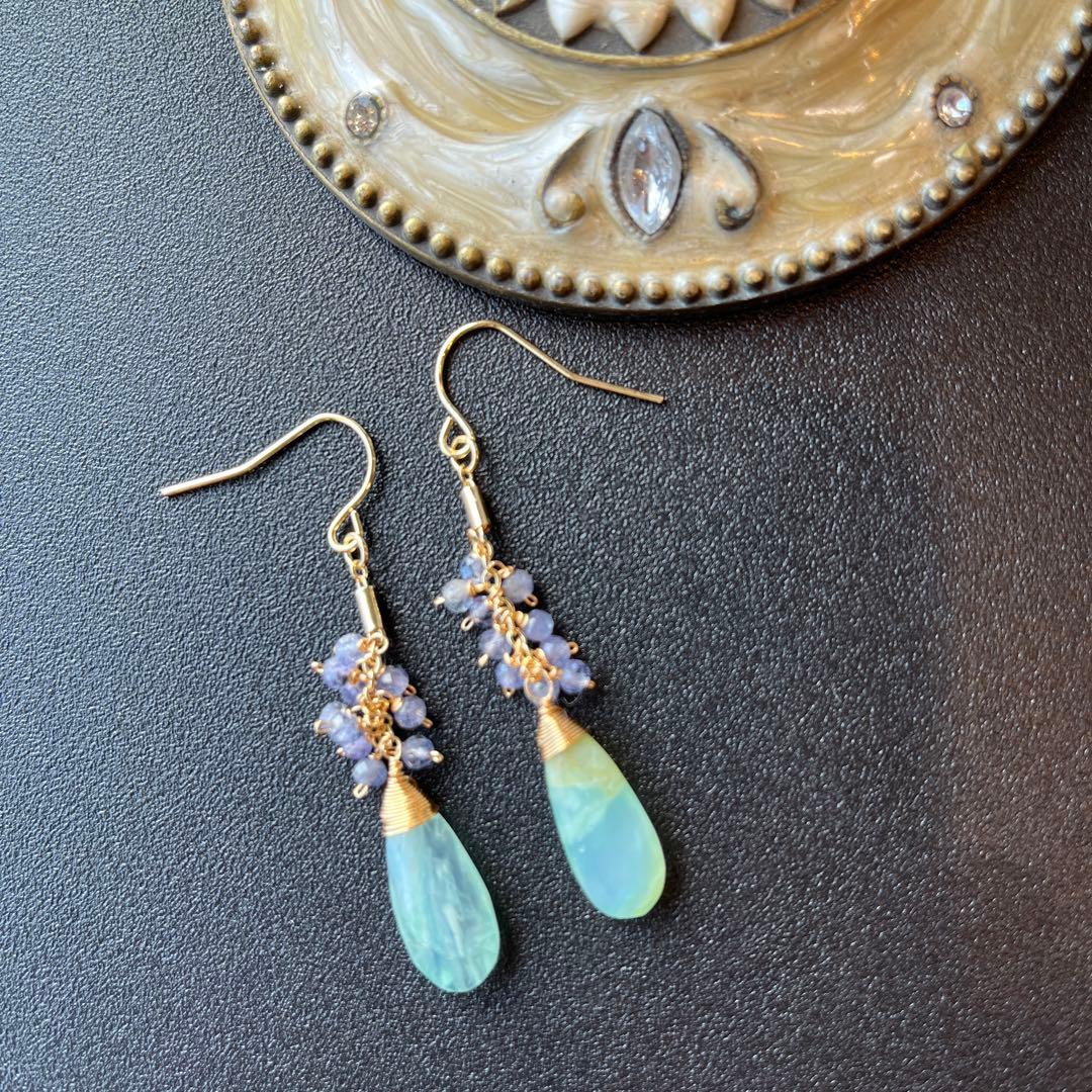 ペルー産ブルーオパール＆タンザナイト＊ピアスorフープイヤリング