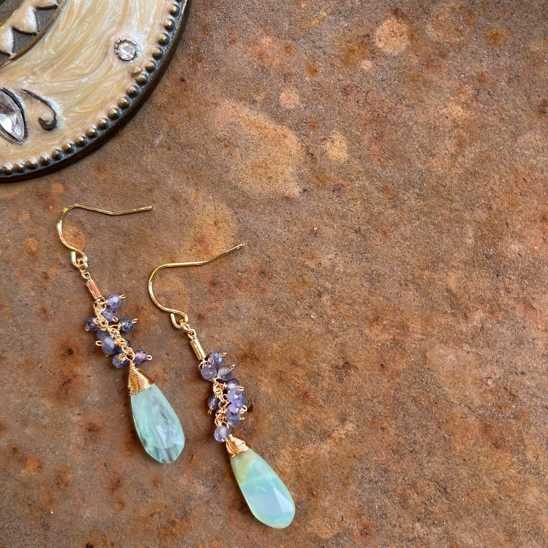 ペルー産ブルーオパール＆タンザナイト＊ピアスorフープイヤリング