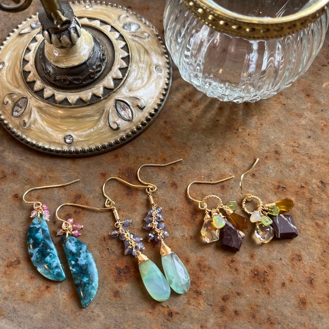 ペルー産ブルーオパール＆タンザナイト＊ピアスorフープイヤリング